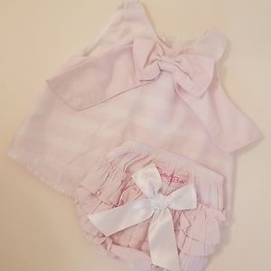 Ruffle Butts 6-12 months pink striped set
